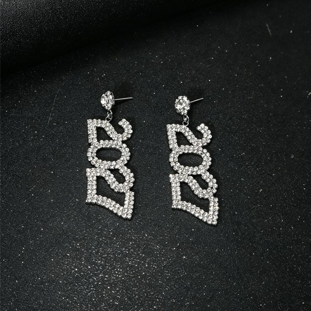 Rhinestone 2027 Digital Earrings Elegant Stud Earrings Happy New Year Earrings  Daily