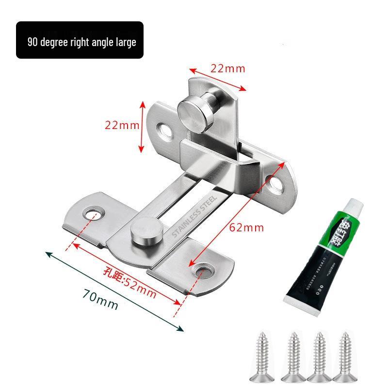 Stainless Steel 90° Right Angle Door Latch: Anti-Theft Sliding Bolt Lock