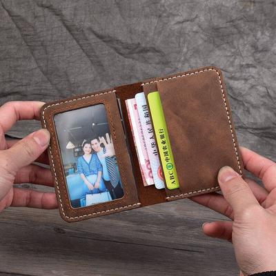 Hoge kwaliteit Vintage handgemaakte Crazy Horse lederen creditcardhouder portemonnee Heren Slim ID VIP-kaarten Cases Tassen Kleine rijbewijshouders Portefeuilles