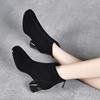 Cizme de damă toamnă și iarnă noi piele de oaie neagră temperament simplu cizme la modă fermoar la spate cizme cu toc înalt cizme de bumbac