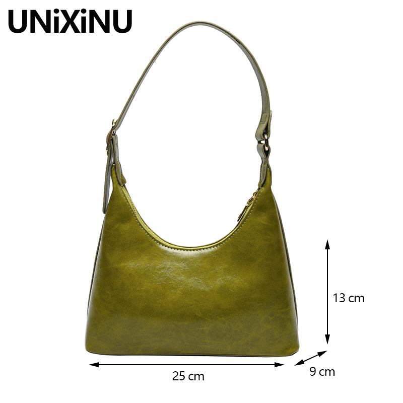 Vintage PU Leder Damen Schultertasche Trend Grüne Unterarmtaschen für Frauen Minimalistische Luxus Designer Kleine Handtasche