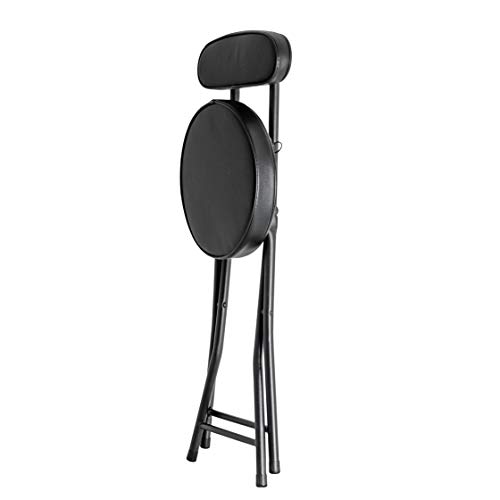 Pearl Metal Folding Pipe Chair, Limited Edition, Matte Black, 73cm High, Backrest, Compact Chair, BLKP Black, N-7572