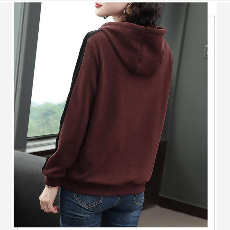 Sweater Women's Spring and Autumn Models Women's Casual Fashion Large Size Hooded Loose Simple Long-sleeved Jacket Trend