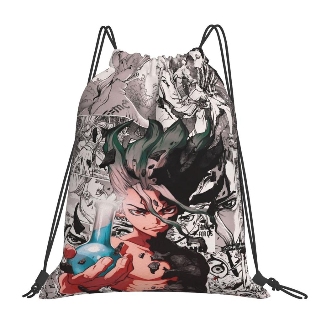 Senku Ishigami Dr Stone Apan Anime Backpacks Casual Drawstring Bundle Pocket Sundries Bag Book Bags for Man Woman School