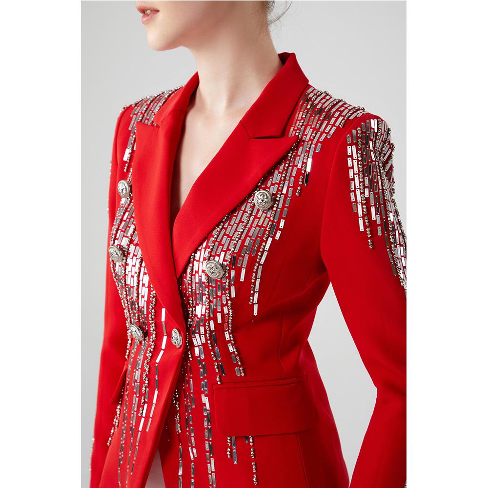 2023 Early Autumn Women's Luxurious Sequin Beaded Blazer – European & American Style