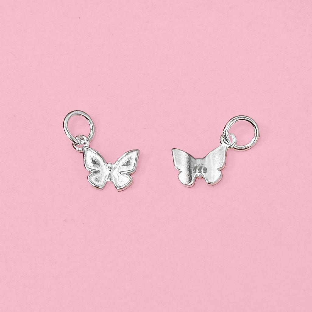 S999 Sterling Silver Retro Butterfly Pendant Charm for DIY Bracelets & Necklaces