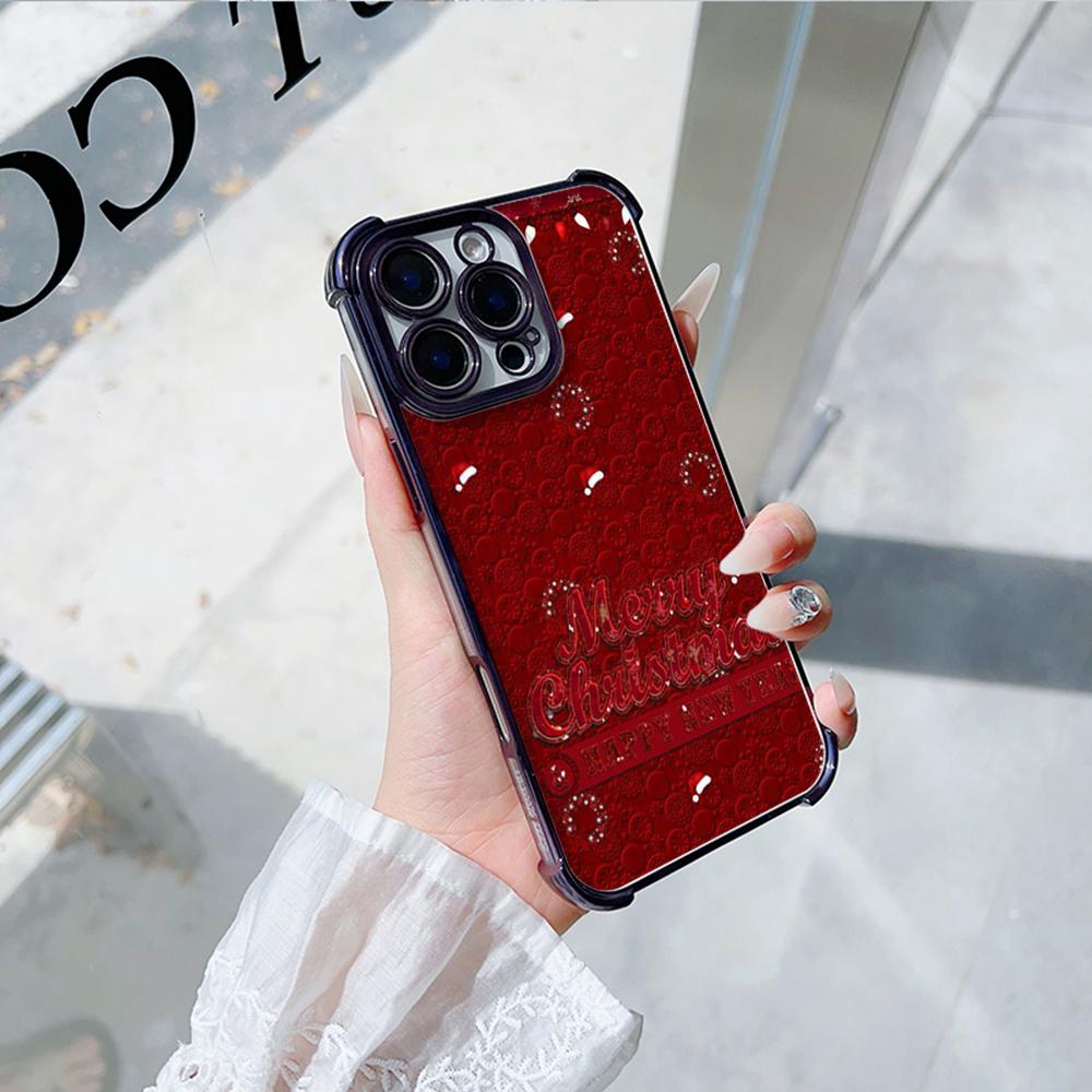 Ae114 Merry Christmas Christmas tree art Electroplated TPU Phone Cases for Samsung A54 A12 A14 S22 S23 S24 Ultra A55 A15 Four Corner Protection Cover