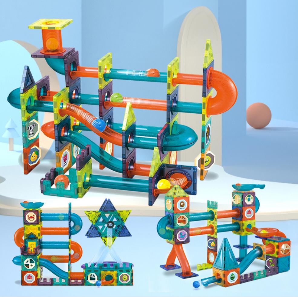 110-Piece 3D Magnetic Building Blocks Glowing Ball Track