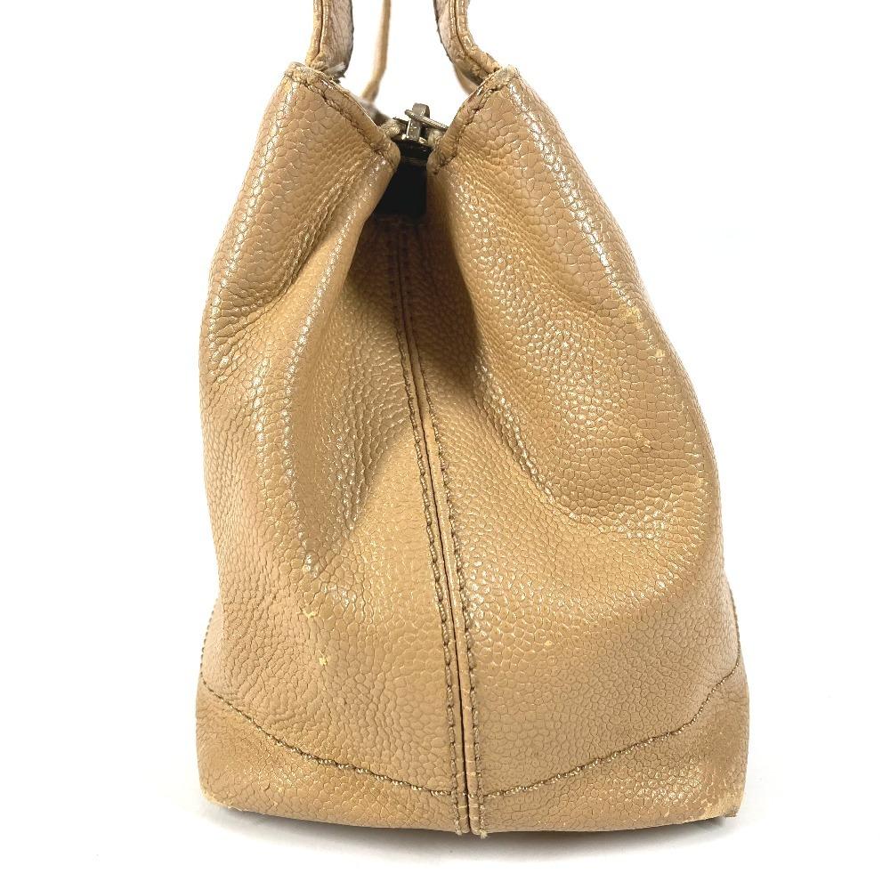 Chanel Vintage CC CC Mark Logo Tote Bag Shoulder Bag Caviar Leather Beige