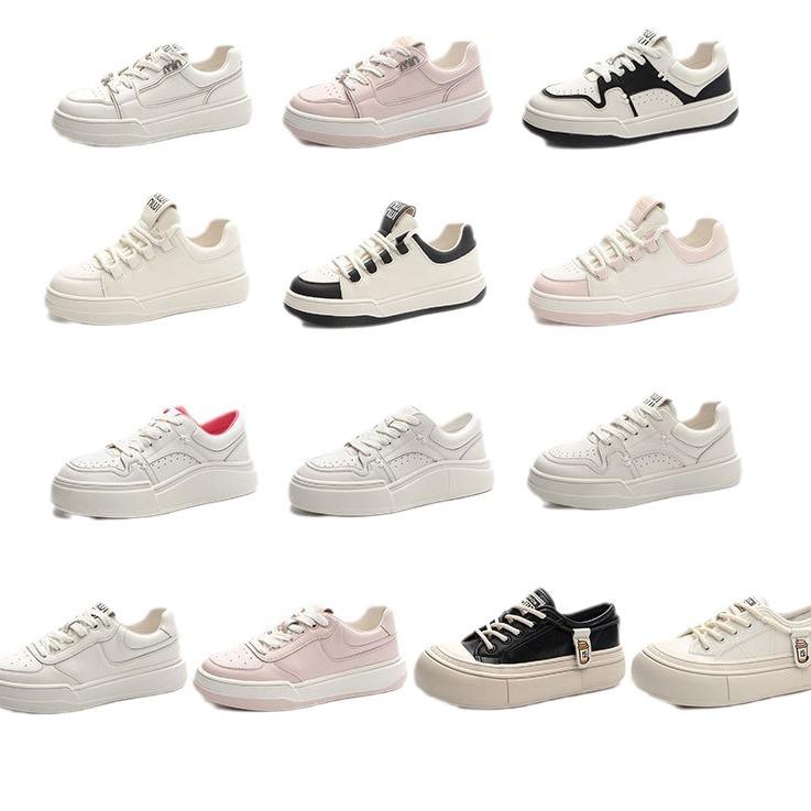 Internet celebrity leather sports shoes women's versatile casual soft-soled white shoes thick-soled panda color matching breathable women's shoes 