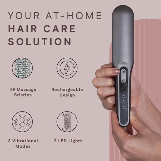 Hair Growth Comb with Red  Blue Light Therapy  Head Massager  Scalp Treatment, Hair Fall Control Rechargeable Electric Detangler for Men  Women (Grey)