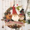 Santa Claus Reindeer Christmas Wreath, Handmade Woven Rattan, Holiday Wall Hanging, Mini Desktop Decoration for Home Decoration