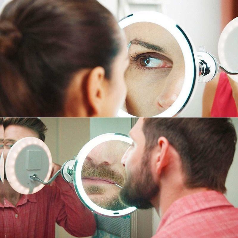 10X LED Mirror Makeup Mirror Flexible Mirror illuminated Magnifying Vanity Mirrors with Light Make up Bathroom Mirrors