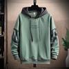 Buchstabenaufdruck Kordelzug Langarm Pullover Hoodie Herbst Winter Patchwork Farbe Fleecefutter Kapuzensweatshirt Streetwear
