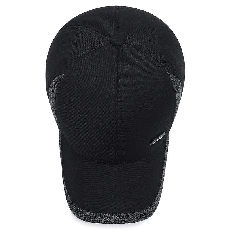 Men's Winter Woolen Baseball Cap with Earmuffs - Trendy Warm Hat for Middle-Aged and Elderly Dads