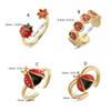 Adjustable Openable Ladybugs Ring Colorful Drip Enamel Detailing Lightweight Copper Jewelry For Women Girls Fashion Accessories