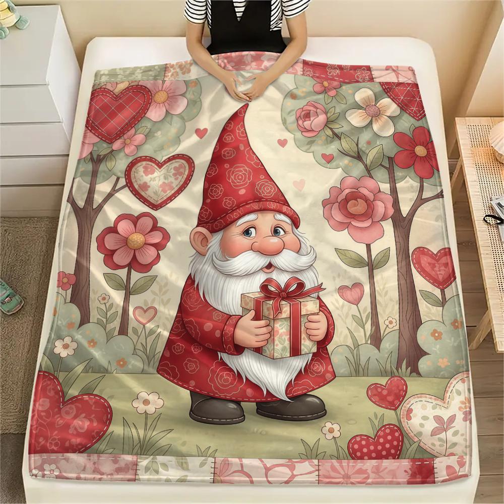 1 ks Flanelová deka s potiskem na Valentýna, Vysoce kvalitní, Pohodlná pro všechna roční období, Domácí dekorace, Perfektní jako dárek k Vánocům nebo narozeninám
