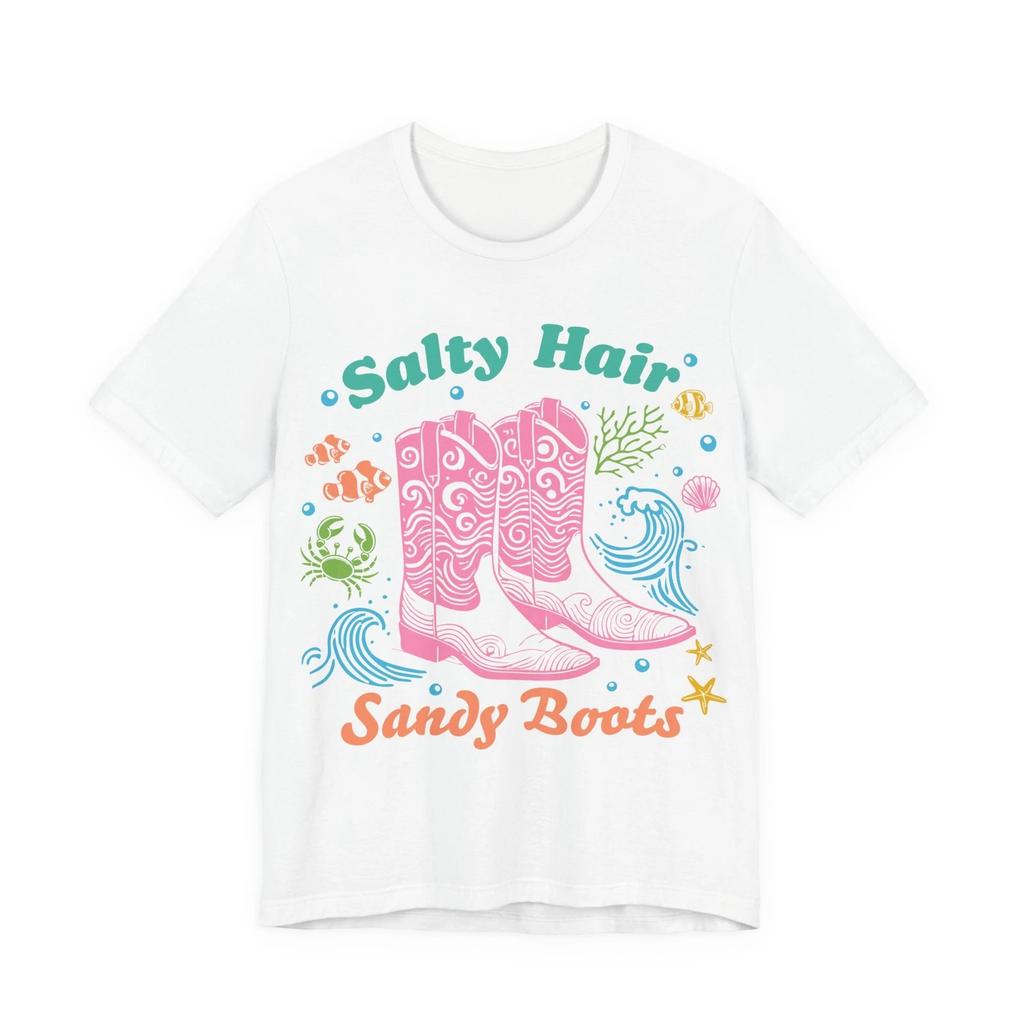 Salty Hair Sandy Boots Beach Tee Coastal Summer T-Shirt