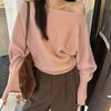Batwing Long Sleeve Knitted Pullover Women Thick Off Shoulder Top Korean Sweater Loose Casual Autumn Outwear Pull