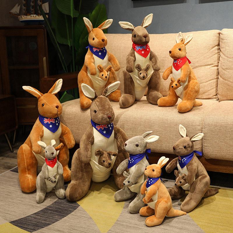 32/45/55/65cm Cute Mother & Child kangaroo Plush Toys Kawaii Big Size Kangaroo Plushie Pillow Stuffed Dolls for Children Baby