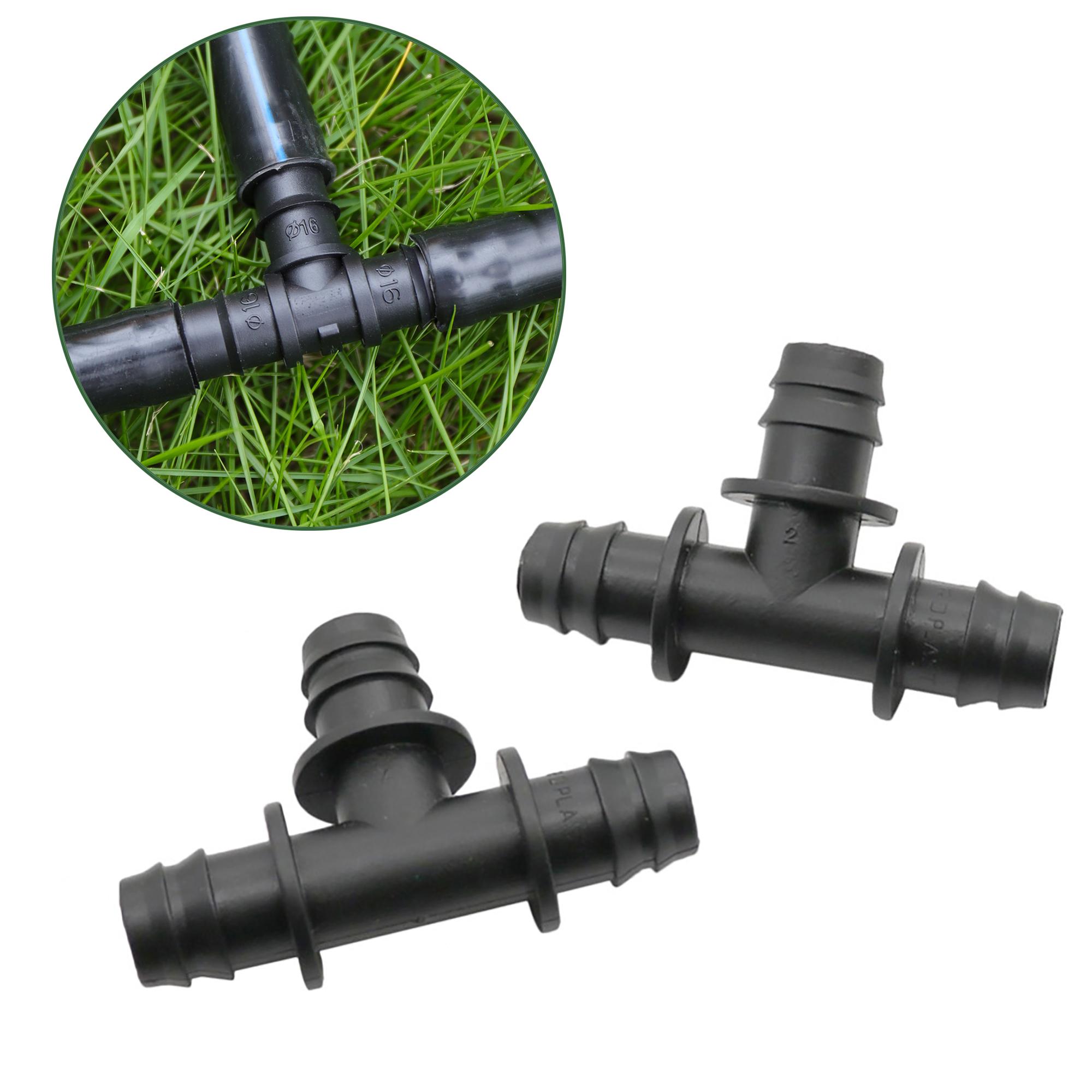 

100Pcs 16mm Pipe Barb Tee Connector ID 13mm Hose 1/2 Pipe Coupling Garden Water Fittings Micro Drip Irrigation Tubing Connector For ID 13mm hose
