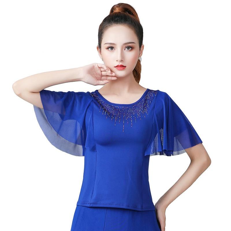 Women's Design Solid Color Short Sleeve Dancewear Beautiful Elegant Slim Sports Square Tops