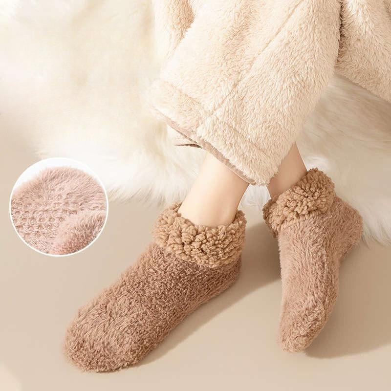 Winter Coral Velvet Women Socks Plush Thicken Warm Indoor Floor Socks Lamb Velvet Plus Fashion Versatile Home Sleeping Socks New