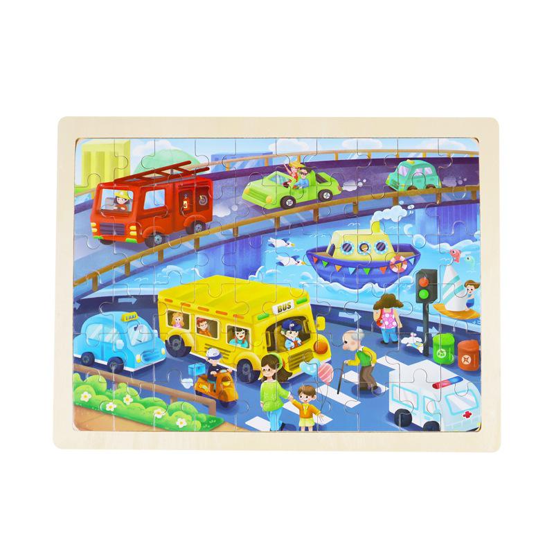 Wooden Animal Cartoon Jigsaw Puzzle Board - 30, 60, 98, 120-piece Toy for Early Childhood Education