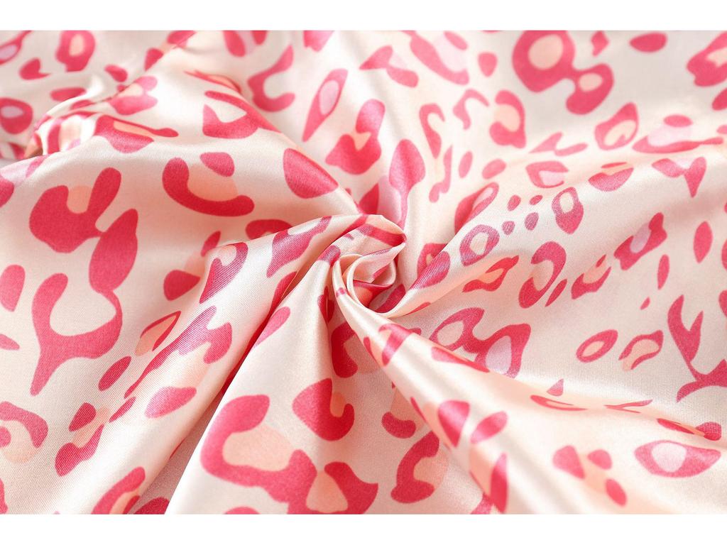 Leopard Print Silk Pajama Set - Long Sleeve for Children (Spring to Autumn)