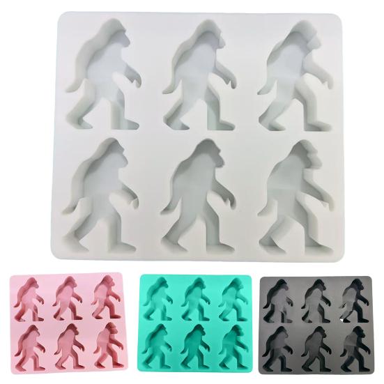 Ice Cube Mold 6-Cavity Gorilla Shape Ice Cube Tray for Whiskey Cocktails DIY Treats Reusable Easy Release Popsicle Molds
