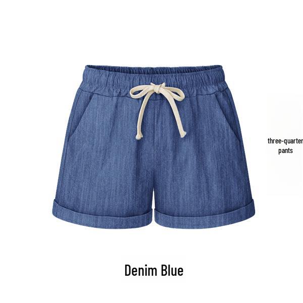 Women's Plus Size Summer Cotton Harem Shorts - Loose, Wide-Leg Three-Quarter Pants