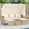 VidaXL 3-seater Garden Sofa with Canopy and Stools Beige Rattan, Outdoor Sofa, Garden Lounge Chair, Bench of 365455
