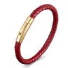 European and American Leather Bracelet Stainless Steel Snap Button Men's Woven Leather Bracelet