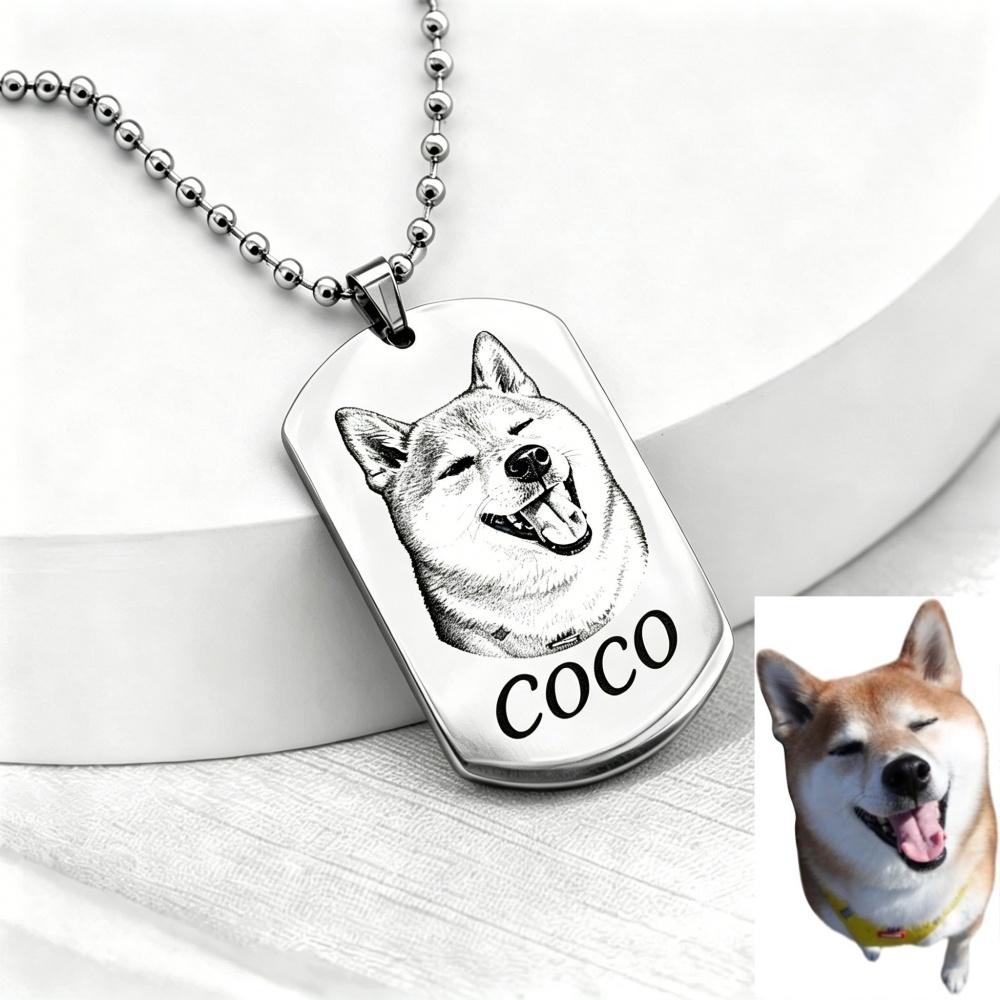 Photo Necklace Stainless Steel Engrave ID Dog Tag Army Pendant Chain For Woman Jewelry Personalized Necklace