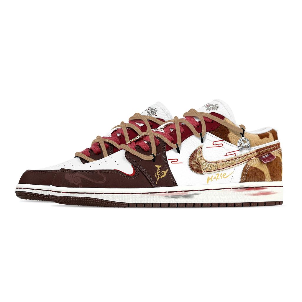 Jordan Air Jordan 1 Abrasion Resistant Low Top Vintage Basketball Shoes Men's Brown IQ5321-121(Team529-)