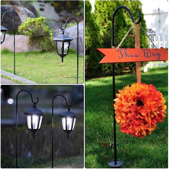 BESPORTBLE Outdoor Shepherds Hooks, 24Inch Garden Stakes In-Ground Shepherds Hook - Metal Hook for Bird Feeders,Hanging Plant