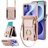 Crossbody Langes Lanyard Kartensteckplatz Geldbörse Ringhalter Leder Tasche Hülle für Samsung Z Flip 8 7 6 5 4 3 Stoßfest Ständer Schlanke Hülle