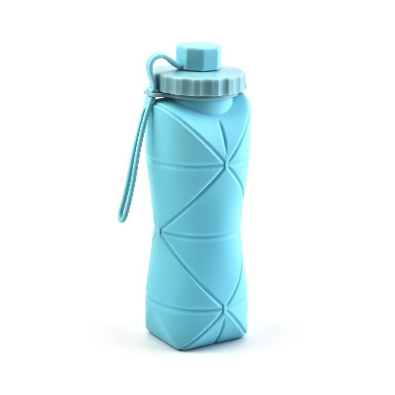 600ml Silicone Foldable Water Bottle for Sports Reusable Leakproof Water Bottle with Rope Collapsible Water Bottle
