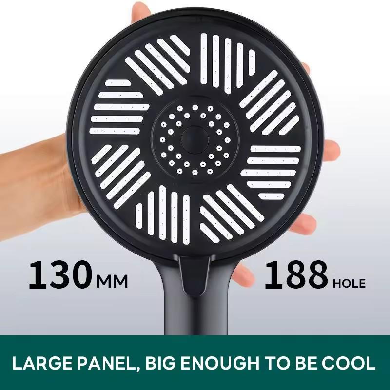 13CM Big Panel High Pressure Shower Head Set With Hose and Holder Silver 3 Modes Large Flow Rainfall Bathroom Handheld Shower