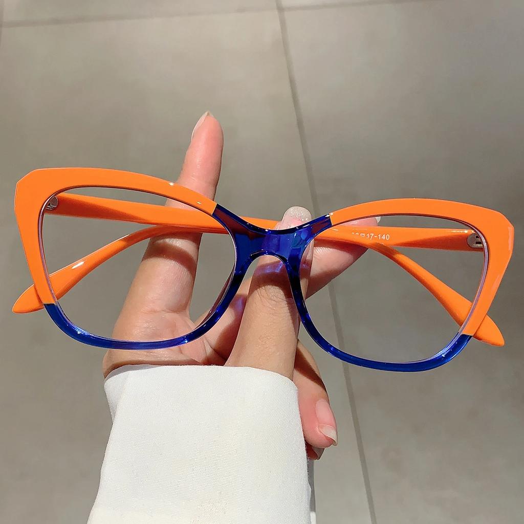 Vintage Cat Eye Women Eyeglasses Simple Multicolor Rim Blue Light Blocking Spectacles New Trendy Ins Brand Design Eyewear