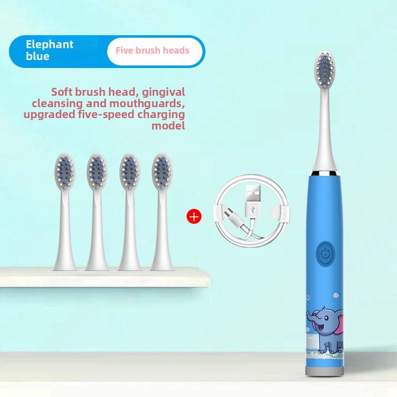 Children's Electric Toothbrush Cartoon Soft Hair IP7 Waterproof Sonic Automatic Ten Thousand Hair Brush U-shaped Toothbrush