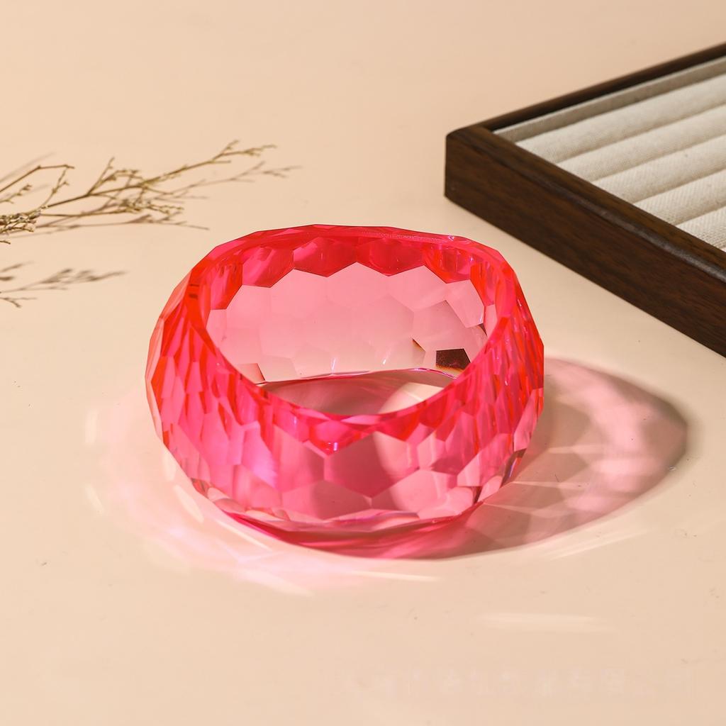 Asymmetric Cutting Geometry Transparent Colorful Resin Acrylic Bangles For Women Bangle Bracelets Charm Thick Simple Jewelry
