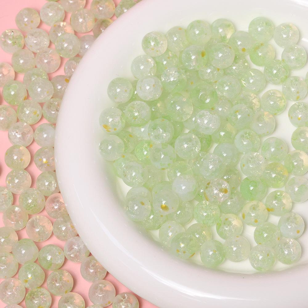 Yori 40pcs 10mm Imitation Crack Glass Beads Round Loose Spacer Beads for Jewelry Making DIY Bracelets Phone Chain Accessories
