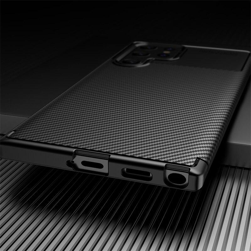 S22Ultra Fall Matte Carbon Faser Muster Zurück Abdeckung Für Samsung Galaxy S 22 S22 Ultra Plus S22 + 5G 2022 weiche Stoßfest Coque