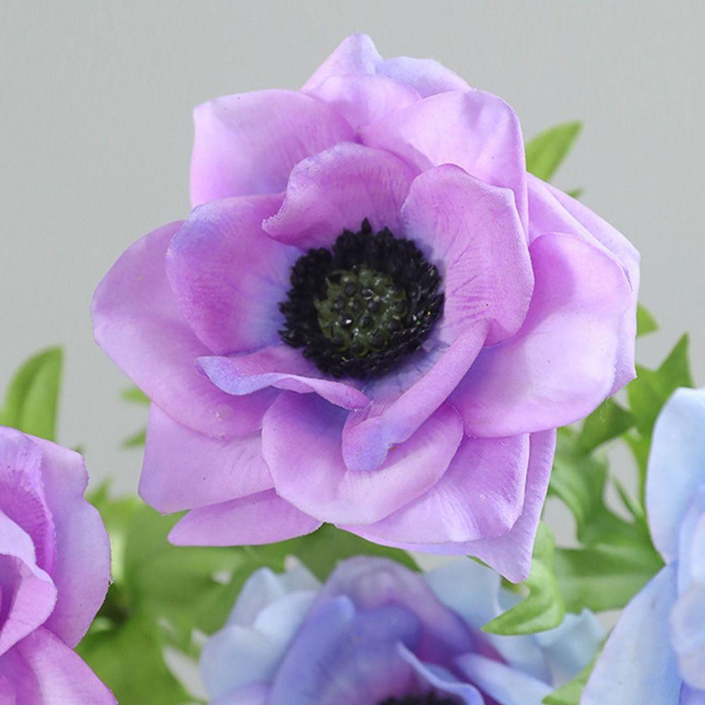 Multicolor Corn Poppy Artificial Flower Green Leaves Faux Flower Fake Flower Home Decoration