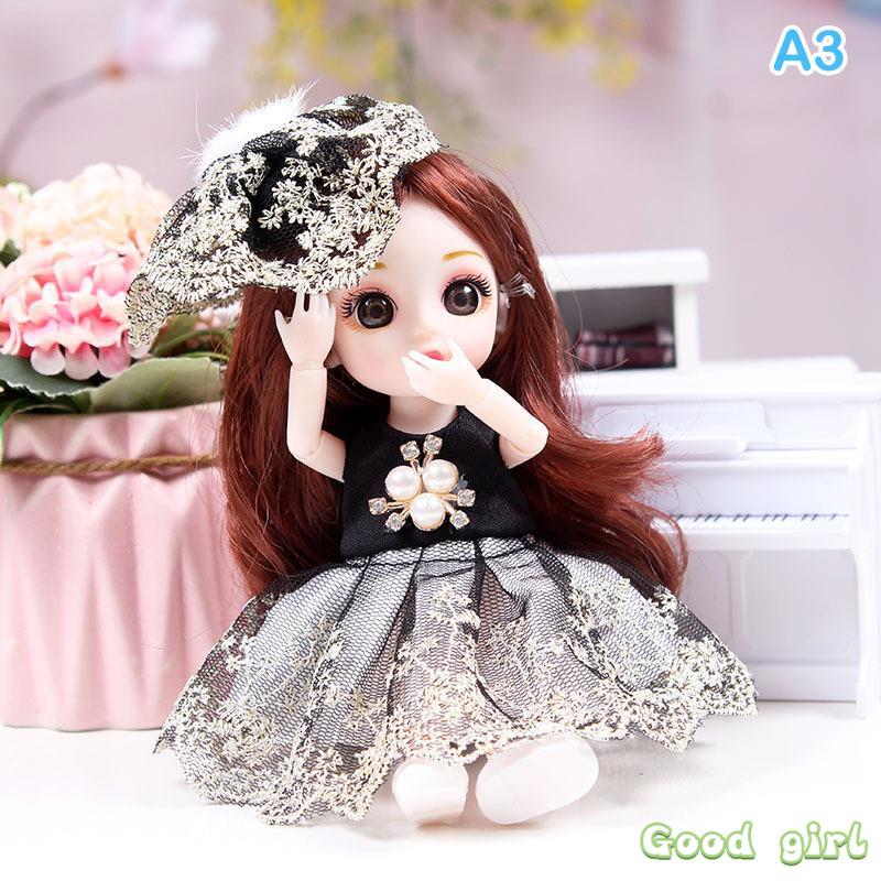 New 16 Cm Bjd Mini Doll Movable Joint Girl Baby 3D Big Eyes Beautiful Diy Toy Doll With Clothes Dress Up 1/8 Fashion Doll