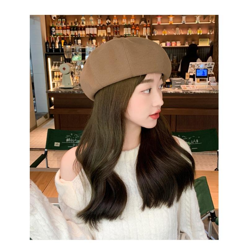 Black Beret Female Spring Autumn Painter Hat Female Small Octagonal Hat Big Headcircumference