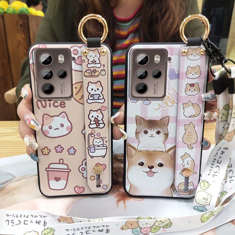 Anti-knock Wristband Phone Case For HTC U23 Pro/U23 Back Cover Anti-dust Phone Holder Cartoon Wrist Strap Dirt-resistant