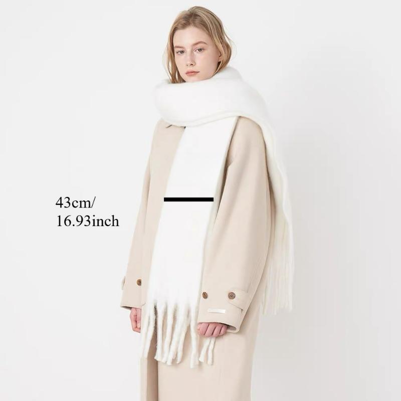 Luxury Cashmere Bright Solid Colors Women Scarf Winter Shawl and Wrap Bandana Pashmina Tassel Female Foulard Thick Blanket