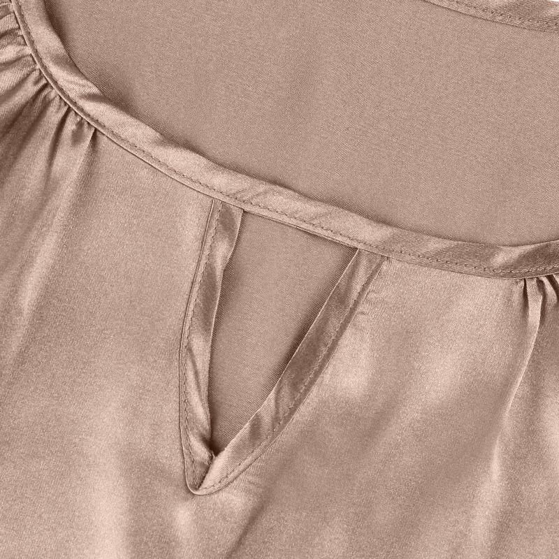 Moteabelt design for kvinner Sexy sateng plissert T-skjorte Sateng vest Hul ermeløs topp